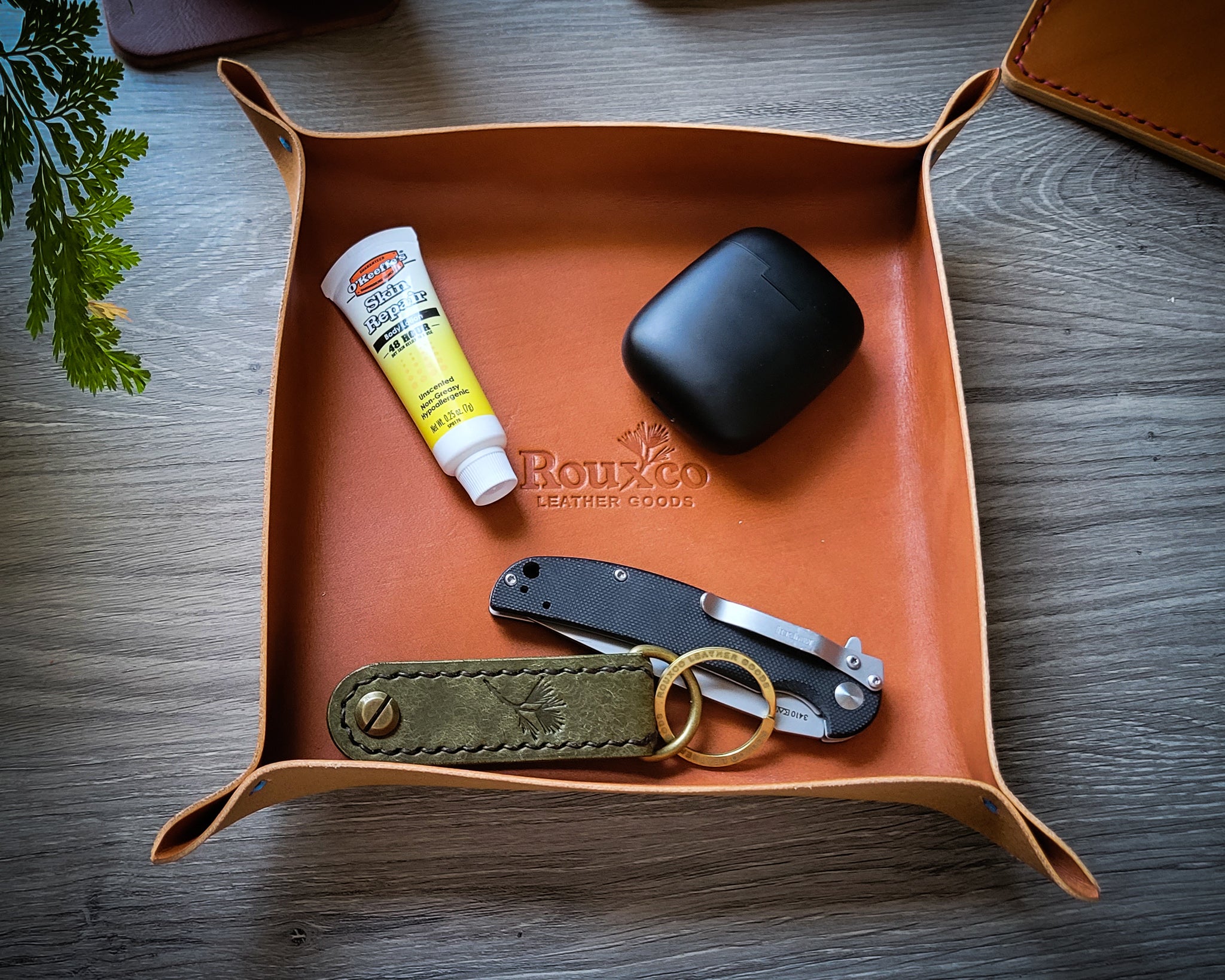 Texas Ostrich Inlaid EDC Valet Tray