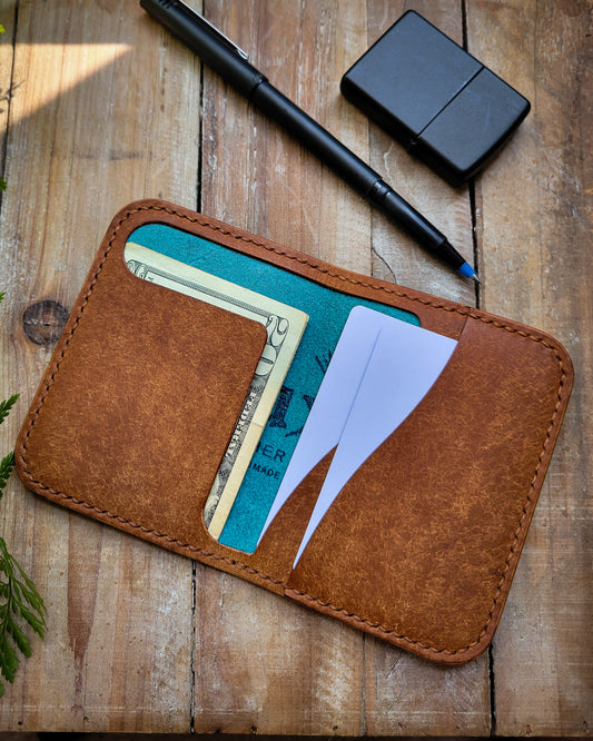 Stevens minimalist bifold | Turquoise and Brown